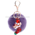 Poms del pom de la piel de las decoraciones del regalo de la Navidad / keychain de la bola de la piel del conejo / poms al por mayor del pom de la piel